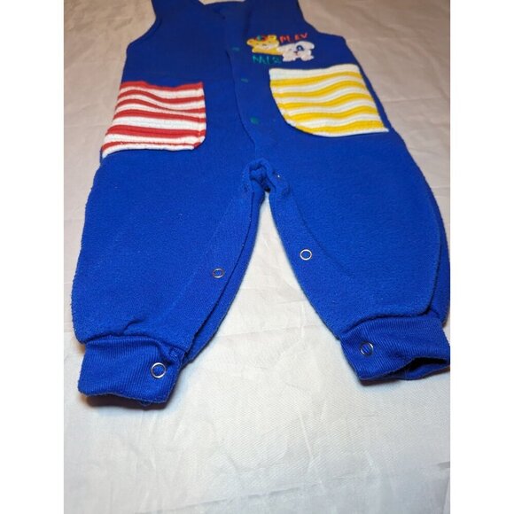 Vintage 1994 HJR & CO Boys Size 6-9 Months Blue Overall Outfit Play Pals Dogs - Picture 2 of 14